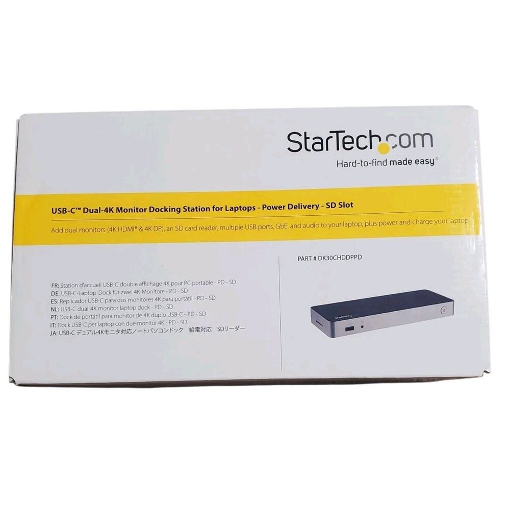 Startech USB-C Dual-4K Monitor Docking Station SD Slot New Open Box